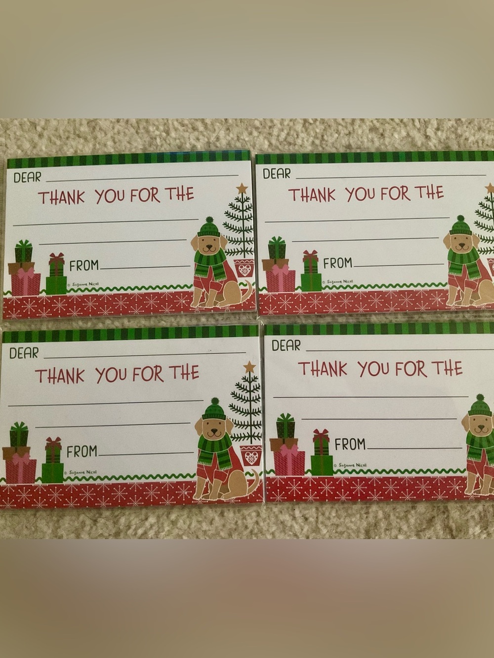 NWT Set of 4 Christmas Theme Thank You Postcards
